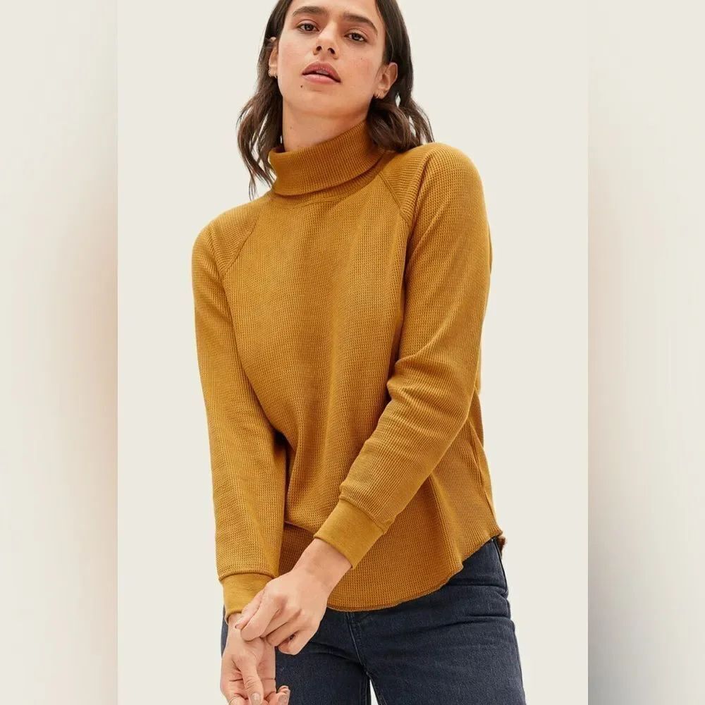 Everlane Golden Waffle Knit Turtleneck Sweater